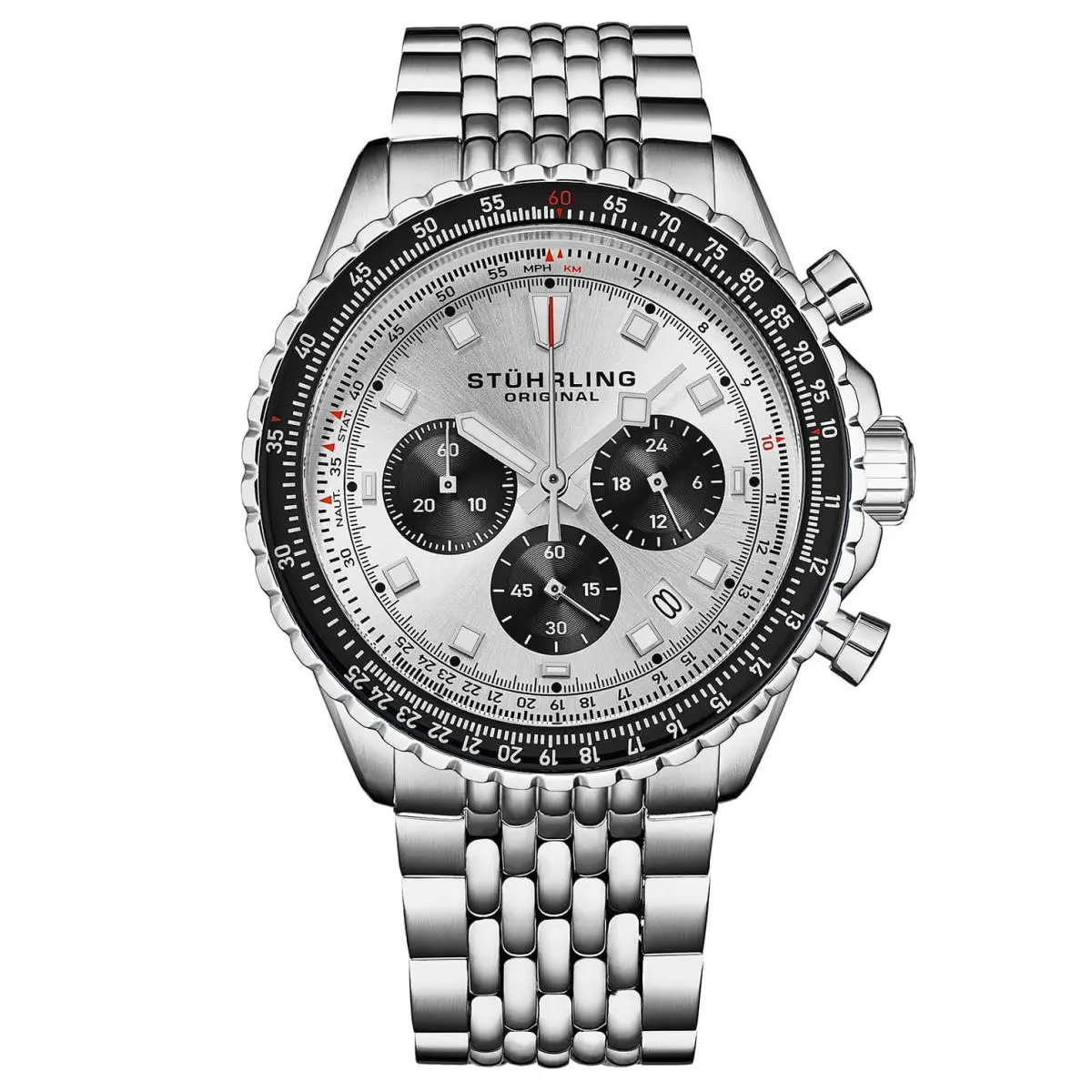 Stuhrling 1010B 01 Quartz Chronograph Raceway Date 42mm Stainless Steel Mens Wa by Stührling