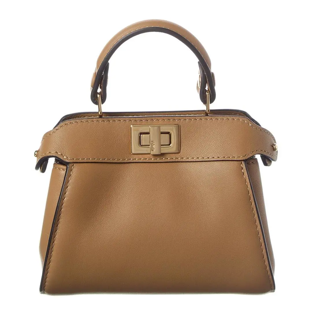 Fendi Nano Peekaboo Leather Clutch Women`s Brown