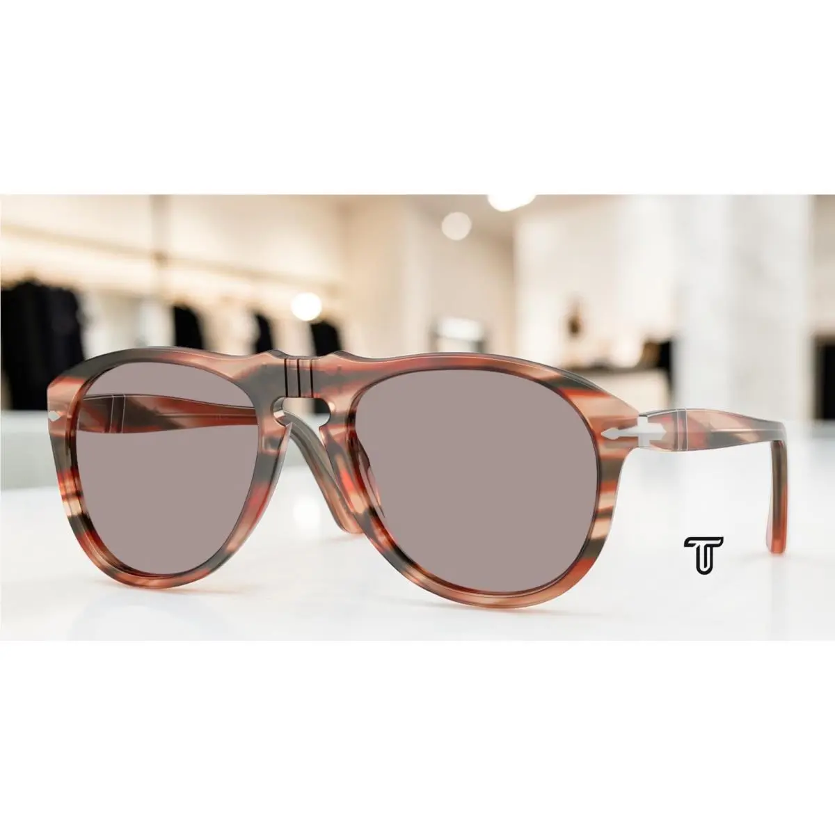 PO0649 123353 Striped Red Green Violet 54 mm Men`s Sunglasses by Persol
