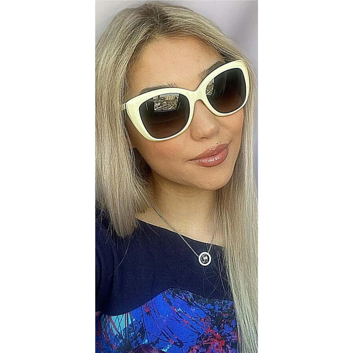 Fendi FF 0019/S Bmnha 54mm White Cat Eye Oversized Women`s Sunglasses