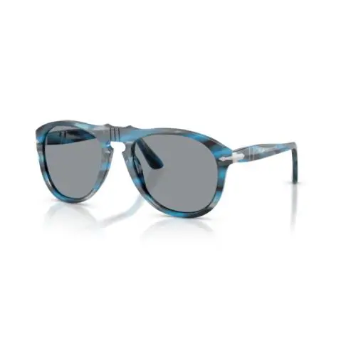 Persol PO0649 1234R5 Striped Blue and Grey Grey 56 mm Men`s Sunglasses
