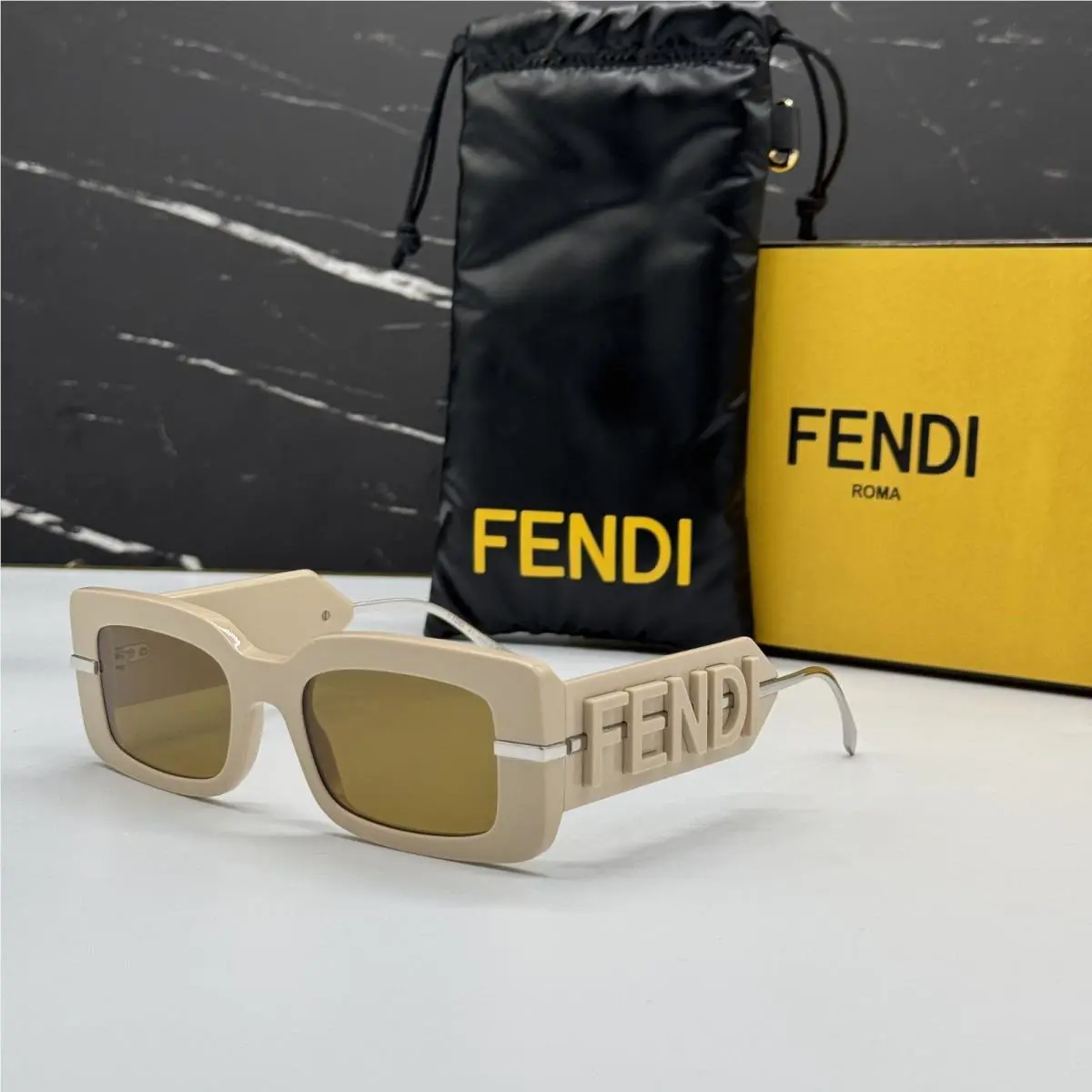 Fendi FE40133I 57E Sunglasses Beige Women Eyewear Fendi