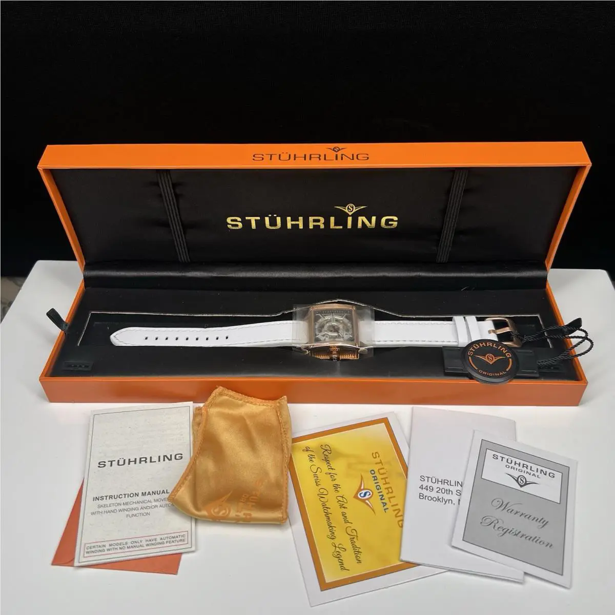 Stuhrling Ladies 258.124P2 Automatic Rose Gold Wristwatch w/ Box