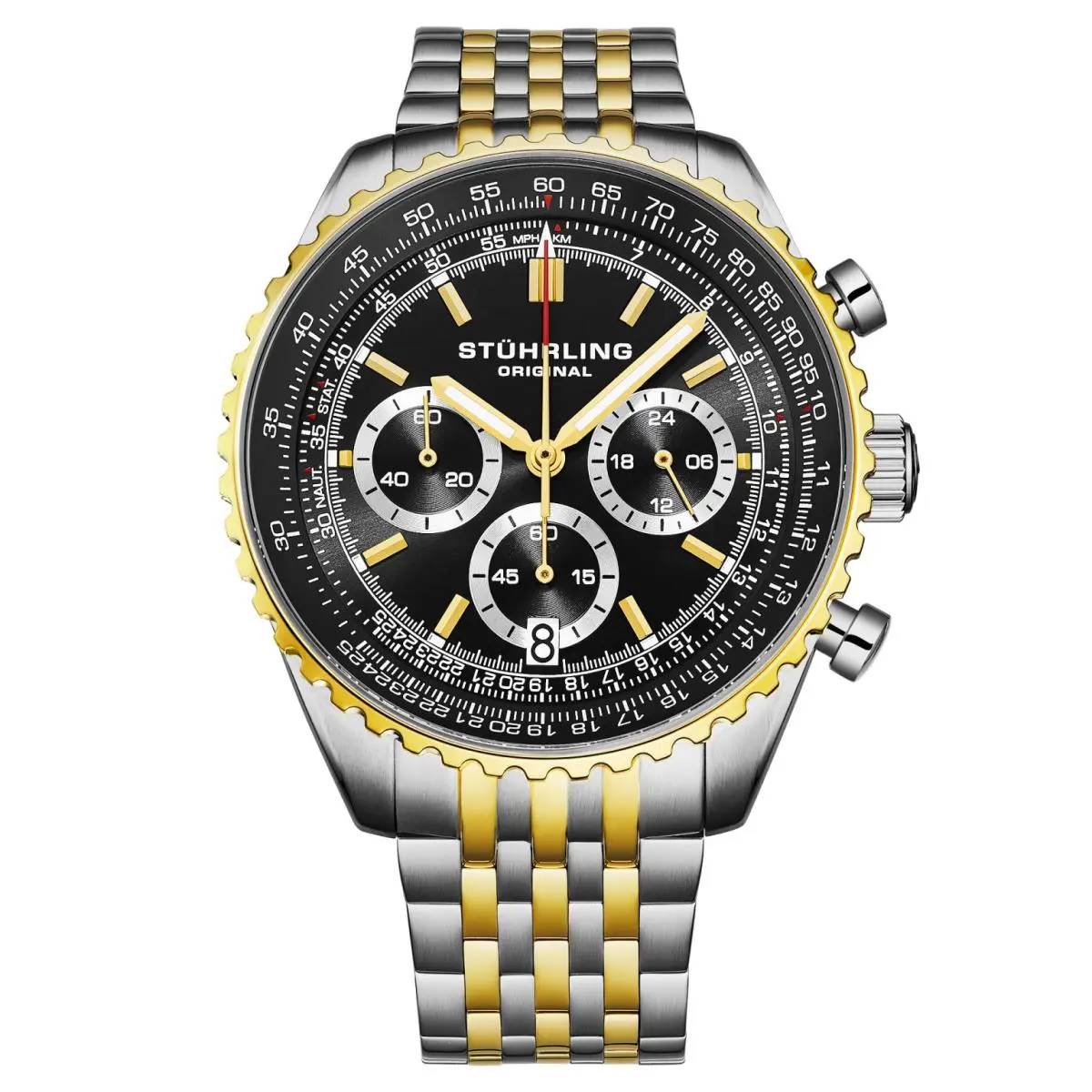 Stuhrling 1010B 04 Quartz Chronograph Raceway Date 42mm Two Tone Mens Watch by Stührling