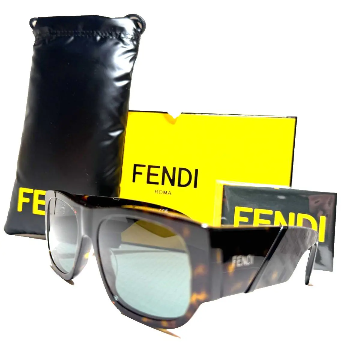 Fendi Diagonal FE40156I 52N Havana W/green Smoke Lens Sunglasses 54-17 - Frame: HAVANA, Lens: SMOKE GREY