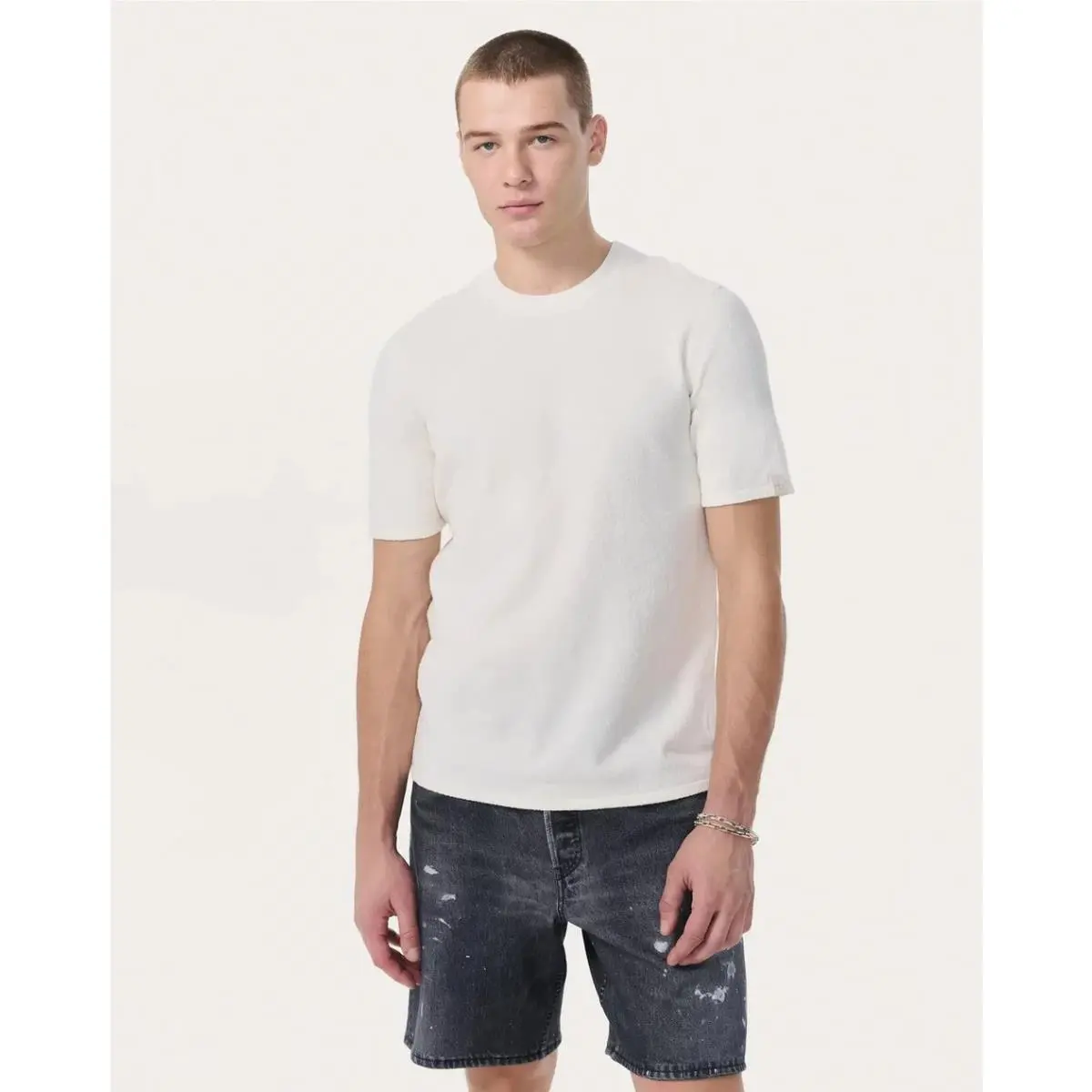 Rag Bone Zuma Toweling Logo Men`s Tee In Chalk Size: X-small