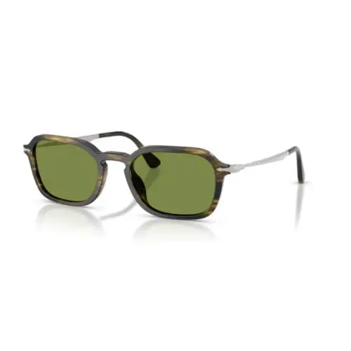 Persol PO3381S 12374E Striped Black Olive Green Green 54 mm Unisex Sunglasses
