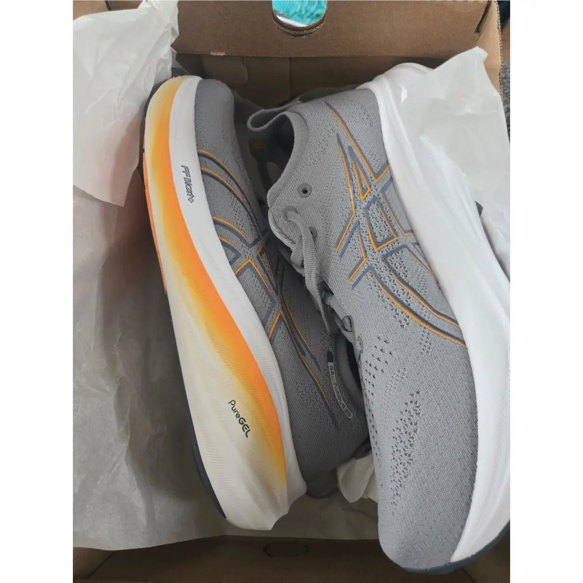 Asics Men`s Gel-nimbus 26 Running Shoe Sheet Rock/thunder Blue Size 8 Wde