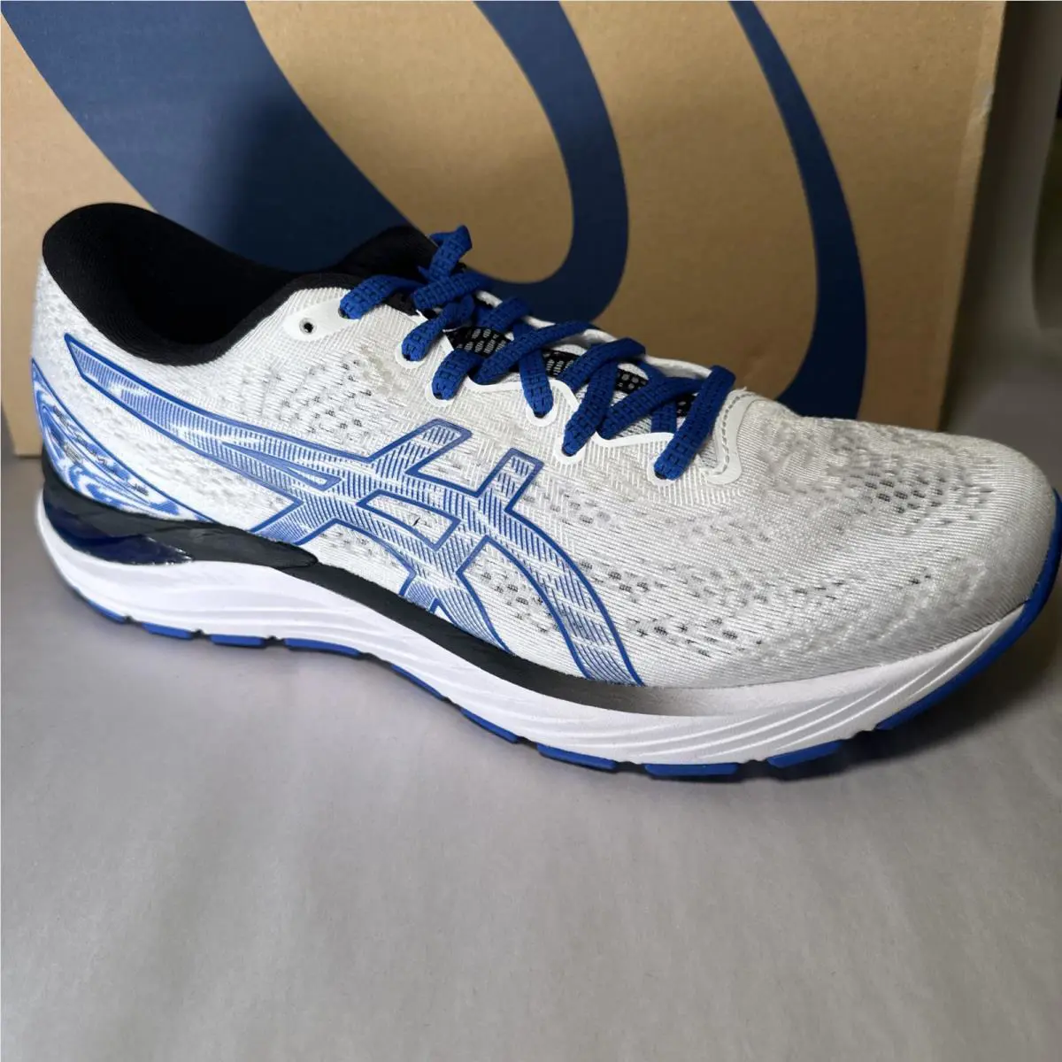 Asics Men`s Gel-cumulus 23 Running Shoes 7.5 US White/tuna Blue Rare Color
