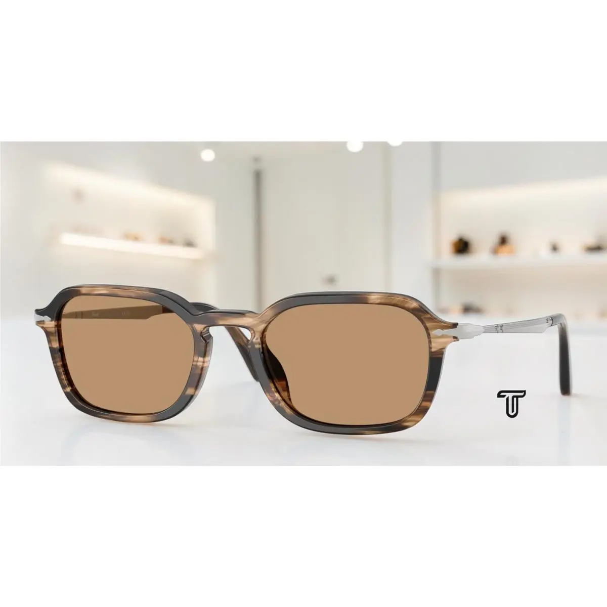 PO3381S 123653 Striped Black Greish Brown Brown 54 mm Unisex Sunglasses by Persol