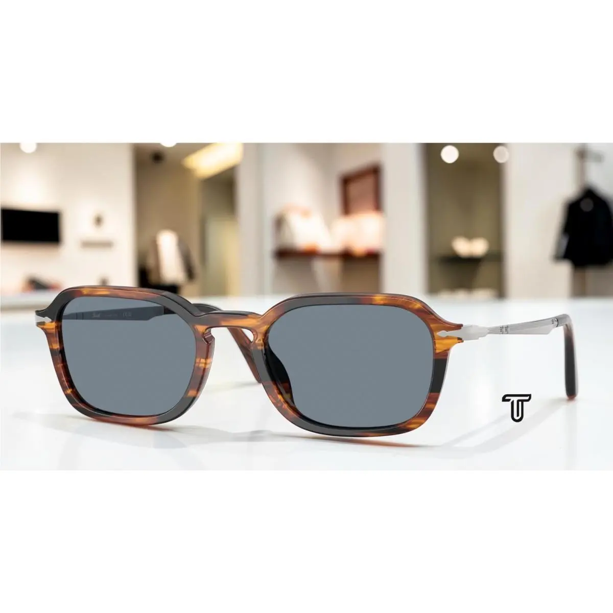 PO3381S 123556 Striped Black Brown Light Blue 54 mm Unisex Sunglasses by Persol