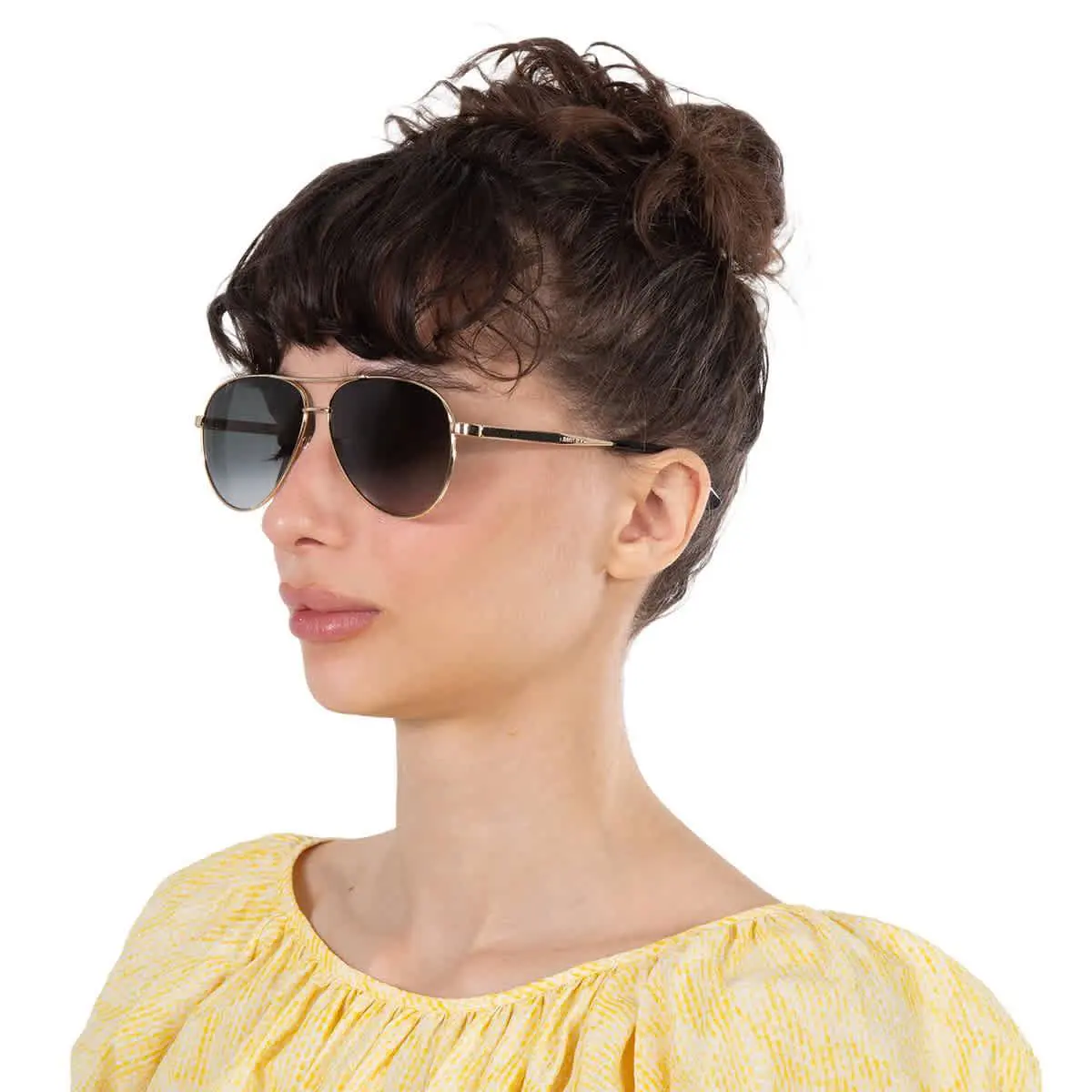 Jimmy Choo Grey Shaded Pilot Ladies Sunglasses Jimena/s 02M2/9O 60 - Black, Frame: Black, Lens: Grey