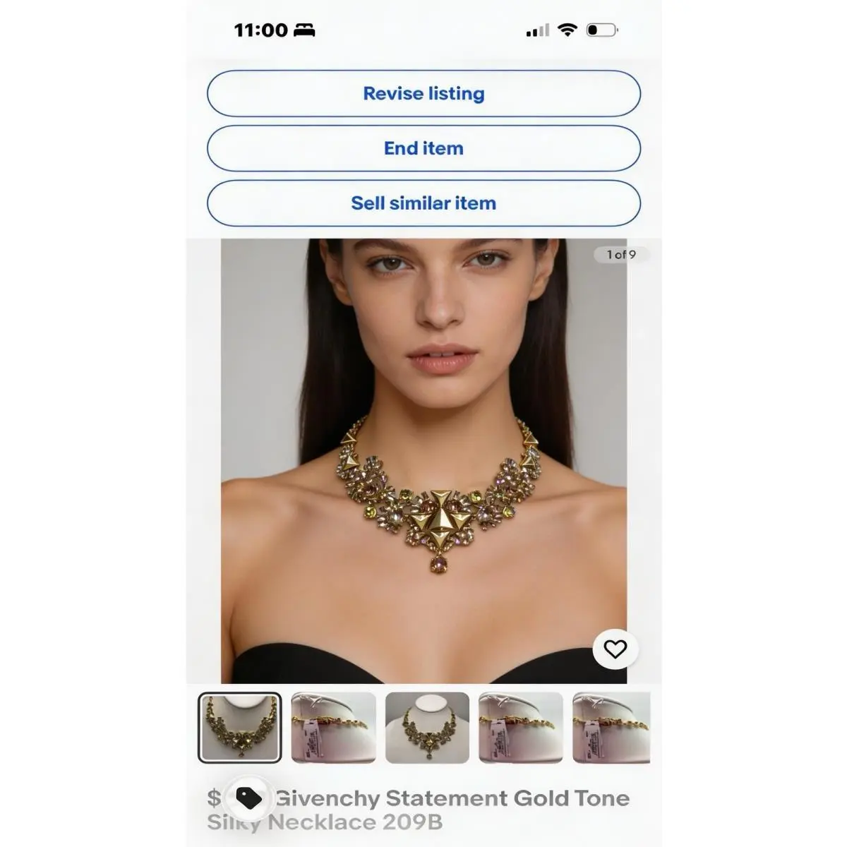 Givenchy Statement Gold Tone Silky Necklace 209B
