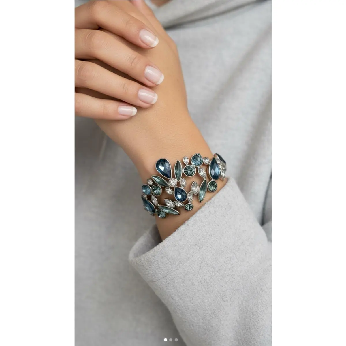 Givenchy Silver Tone Blue Stone Bangle Bracelet Statement GB2