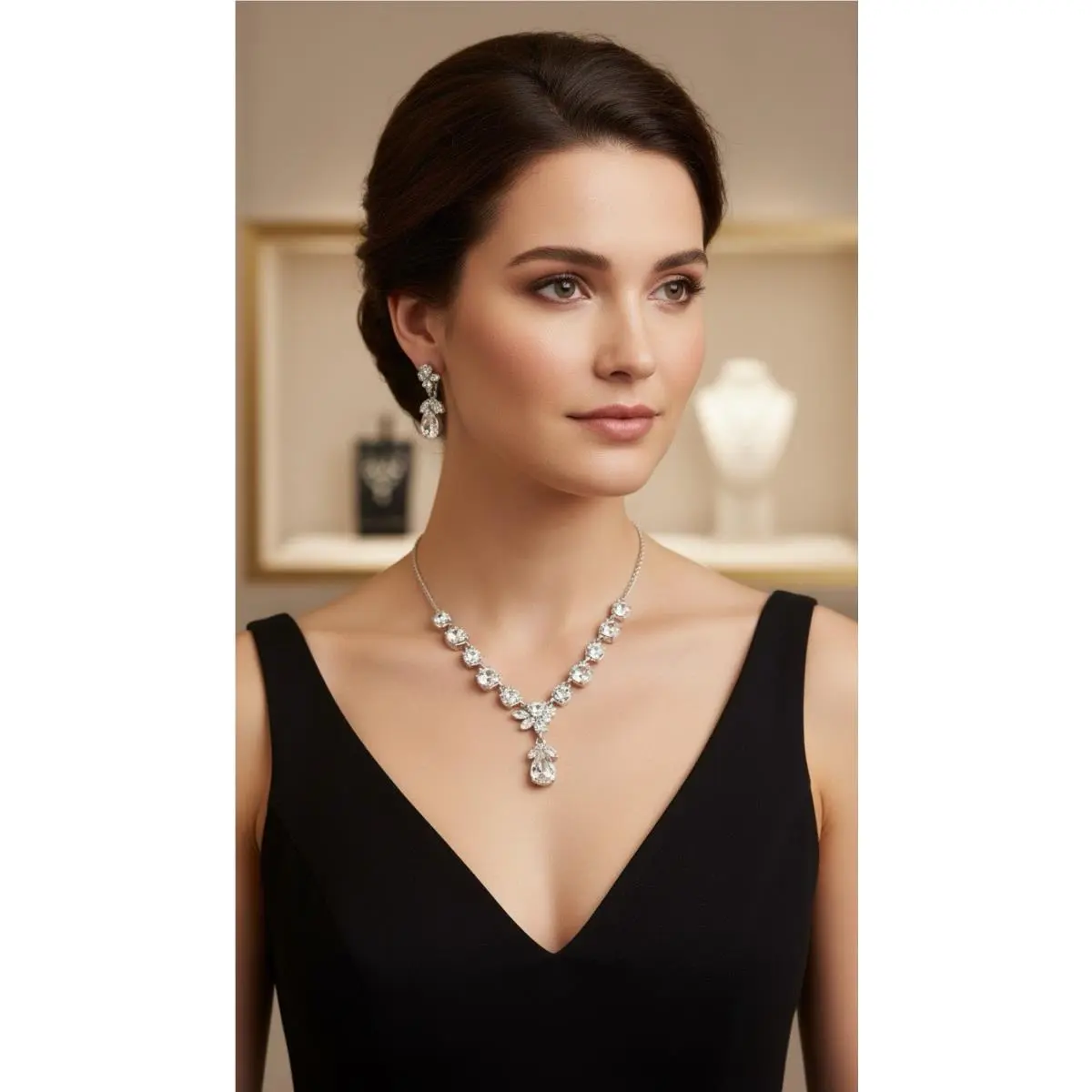 Givenchy Silver Tone Necklace Earrings INC671
