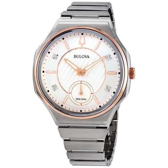 Bulova Curv Quartz Diamond Silver Dial Ladies Watch 98P182