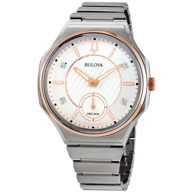 98P182 Curv Diamond White Dial Silver-tone Bracelet 40MM Womens Watch by Bulova