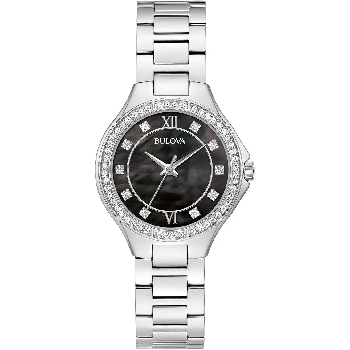 Crystal Black Mop Dial Ladies Watch by Bulova
