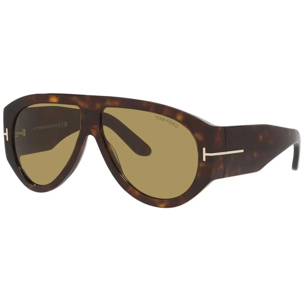 Tom Ford Bronson FT1044 52N Aviator Sunglasses 60mm Dark Havana / Green Lens