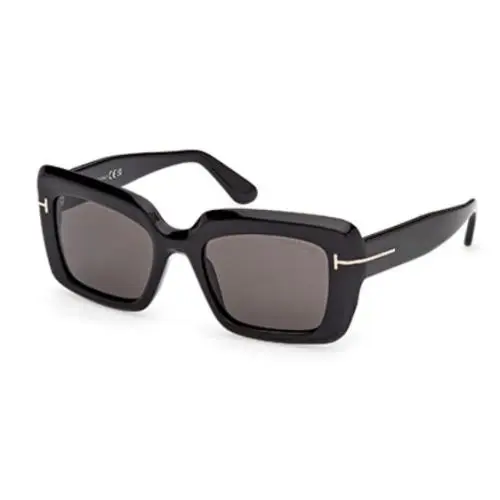 Tom Ford Leila 02 1318 01A Shiny Black/smoke Rectangular Women`s Sunglasses - Frame: Shiny Black, Lens: Smoke