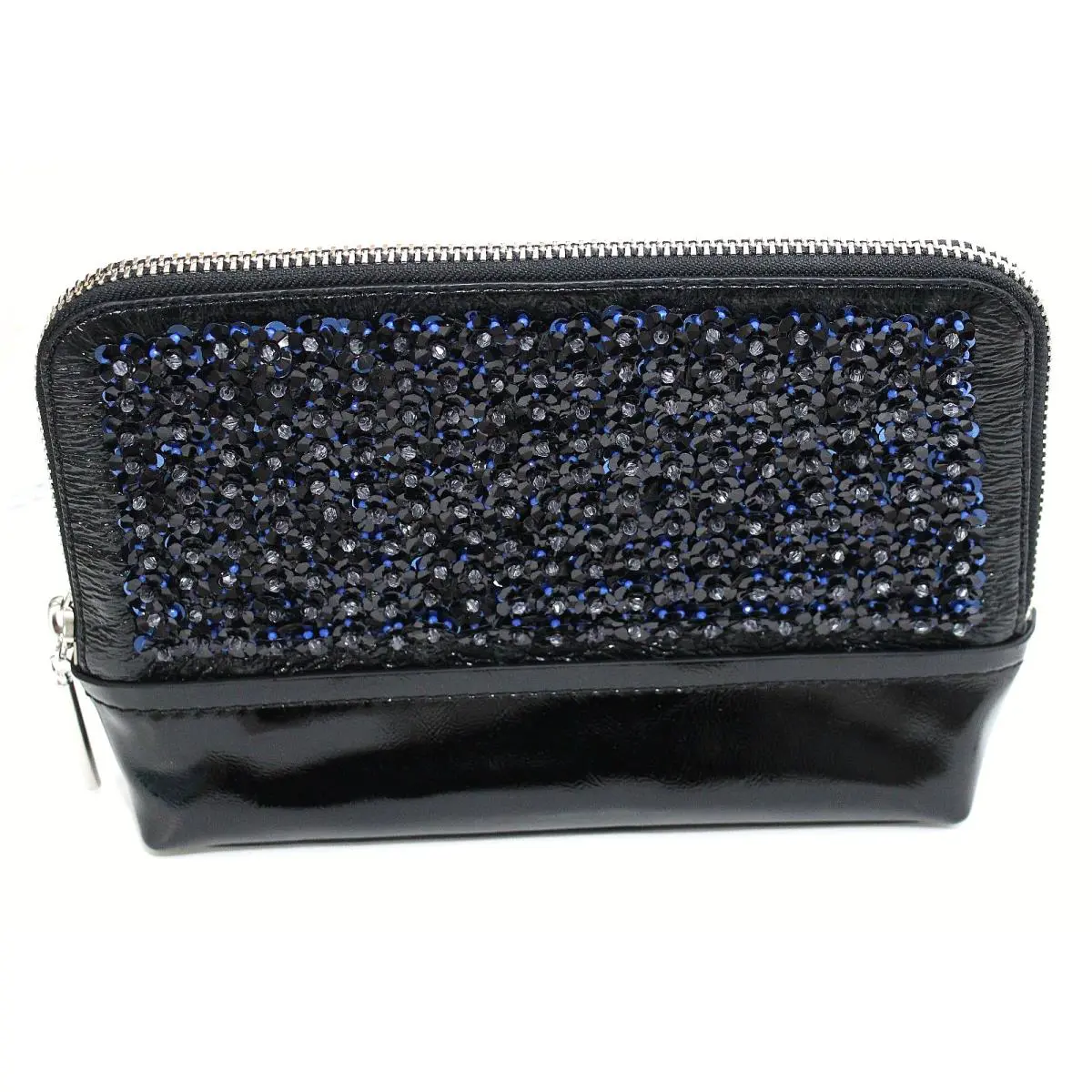 3.1 Phillip Lim 31 Minute Blue Sapphire Flower Patent Leather Cosmetic Pouch