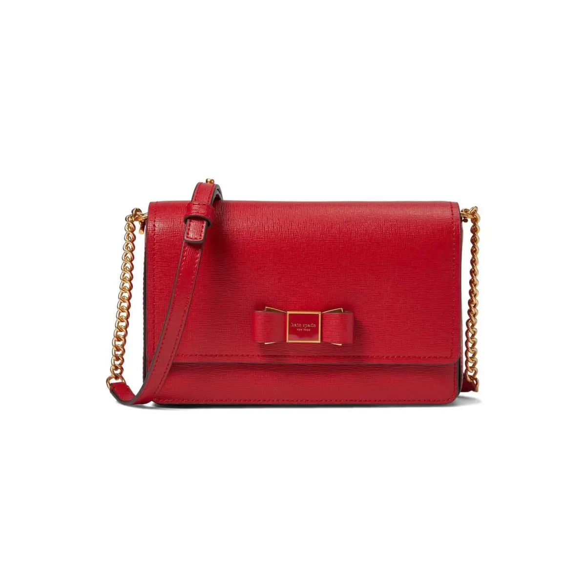 Kate Spade New York Womens` Morgan Bow Saffiano Chain Wallet - Perfect Cherry