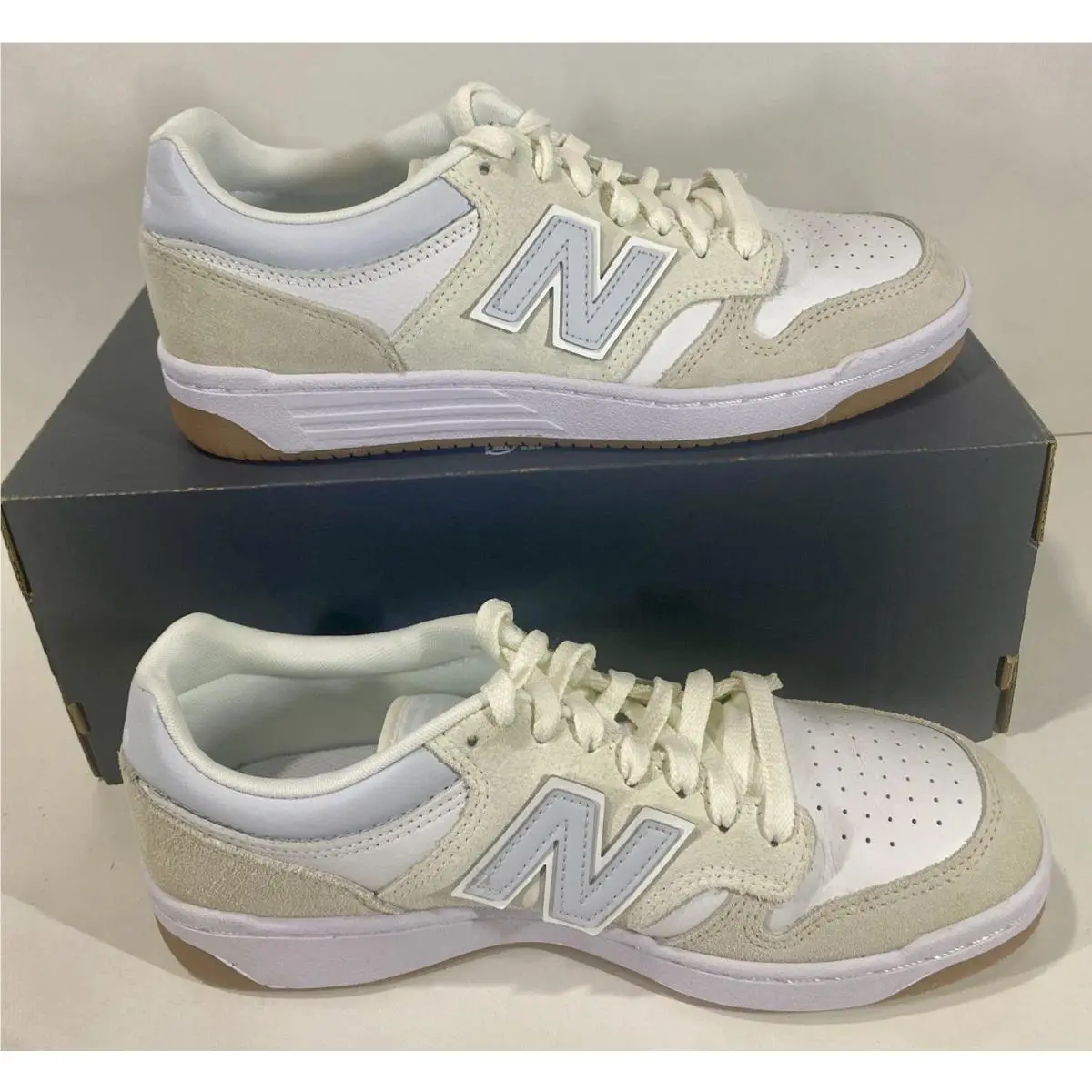 New Balance 480 White Blue Gum BB480LSW Men`s Size 8 / Women`s 9.5 No Lid