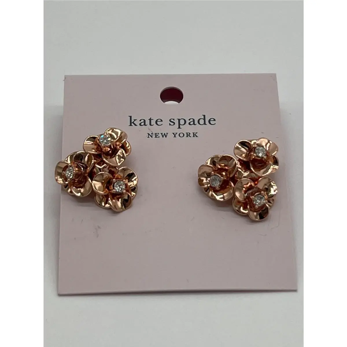 Kate Spade Rose Gold Floral Cluster Stud Earrings with Crystal Accents