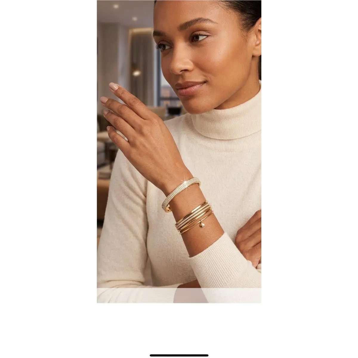 Kate Spade Heavy Metals Goldtone Pave Row Bangle Hinged Bracelet D60
