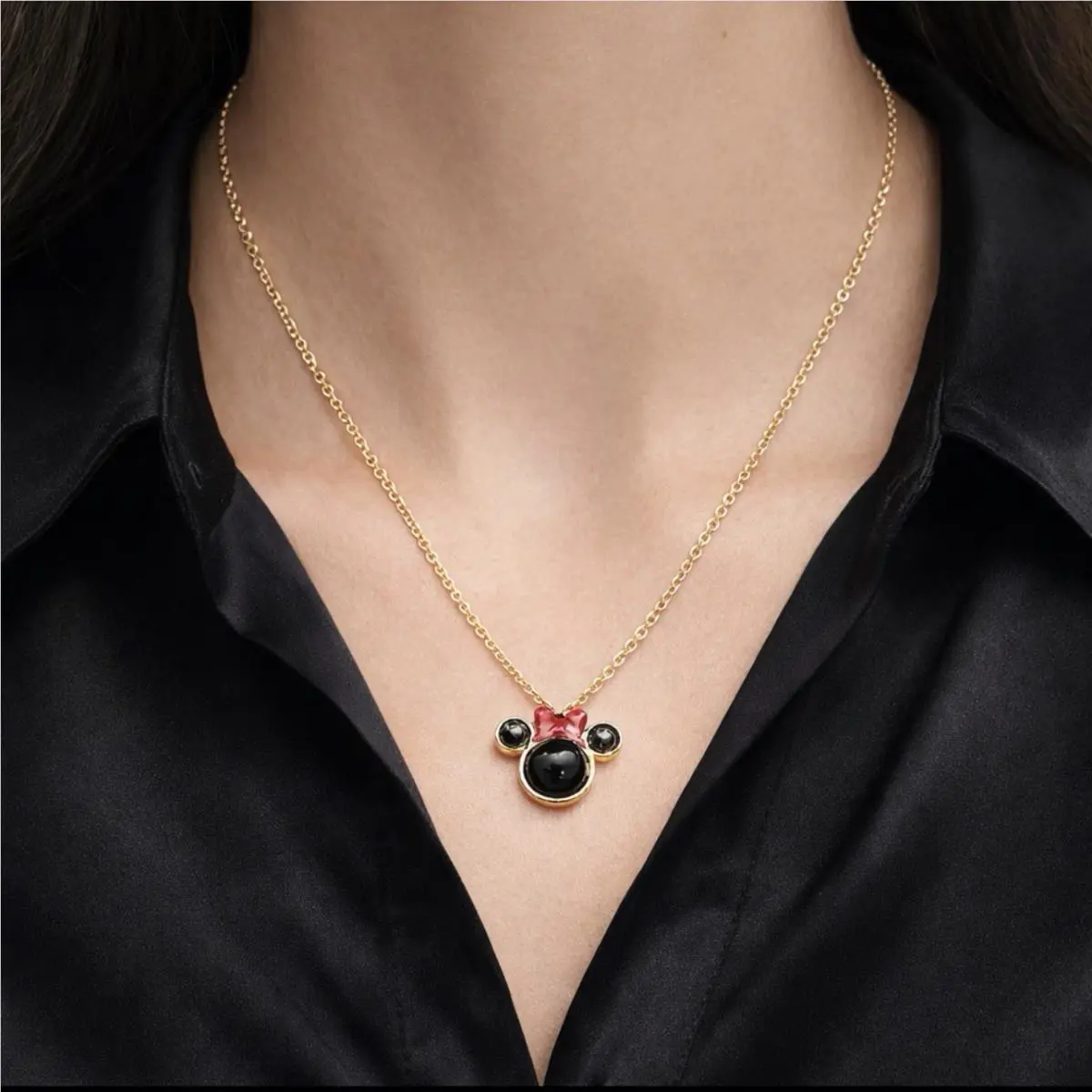 Kate Spade Minnie Mouse Necklace Gold Tone Necklace 17” with Extender