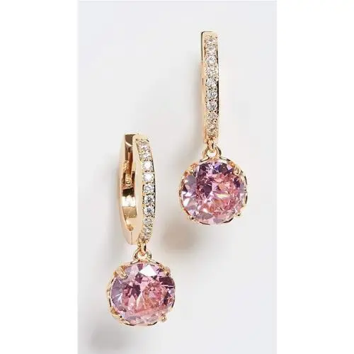 Kate Spade That Sparkle Pave Huggies Earrings in Pink