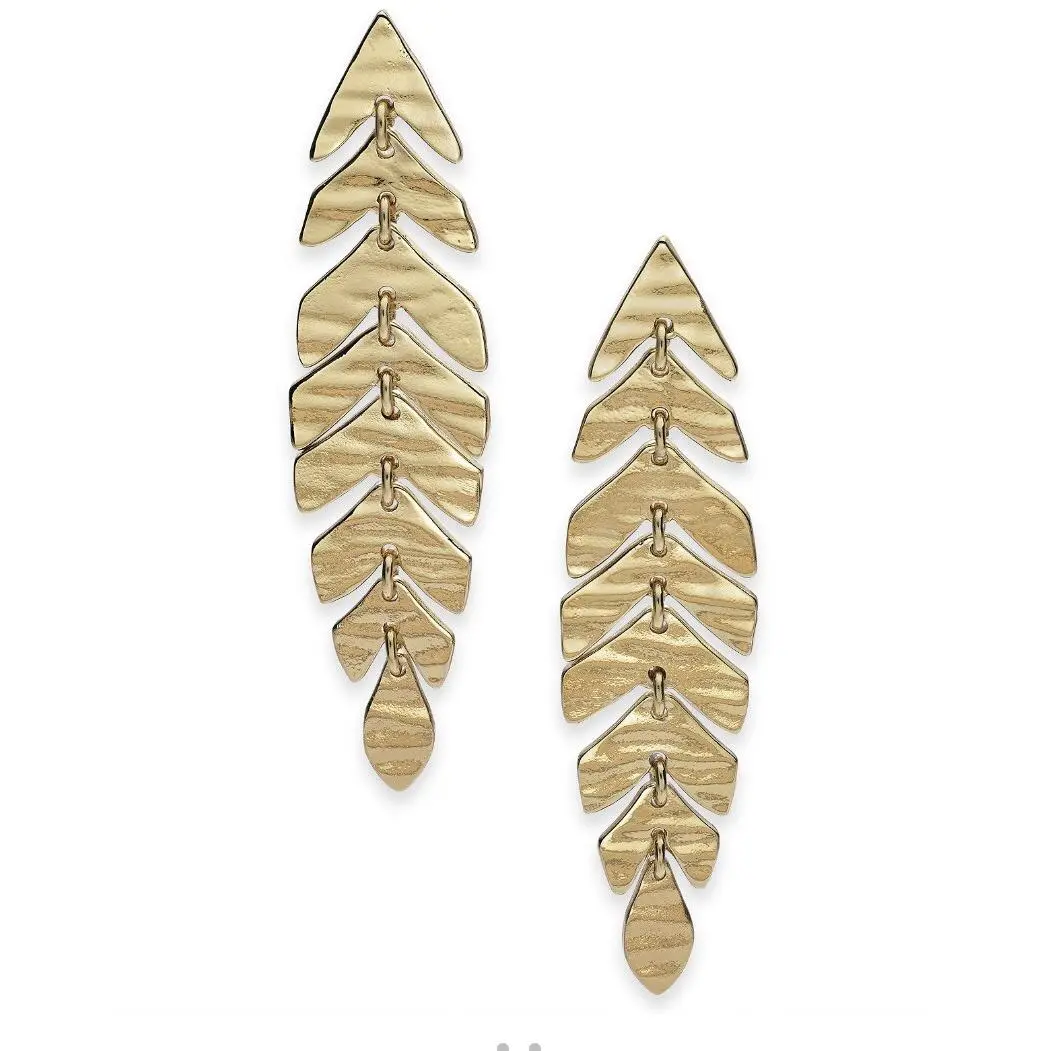 Kate Spade A New Leaf Gold Tone Linear Drop Earrings 67D