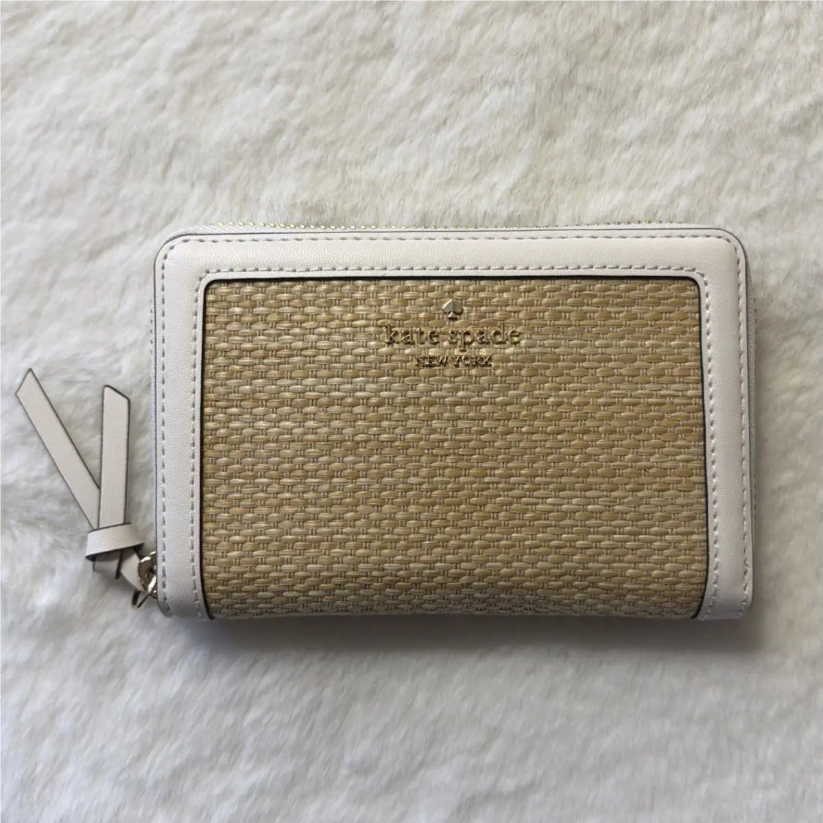 Kate Spade Knott Medium Zip Around Wallet Straw