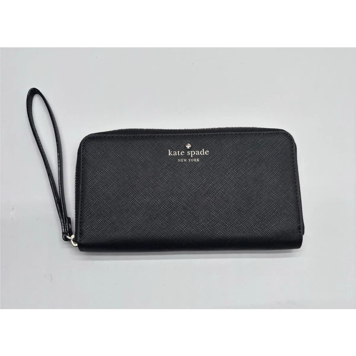 Kate Spade New York Black Wristlet Wallet Zipper Logo Credit Card Stacy WLRU3024