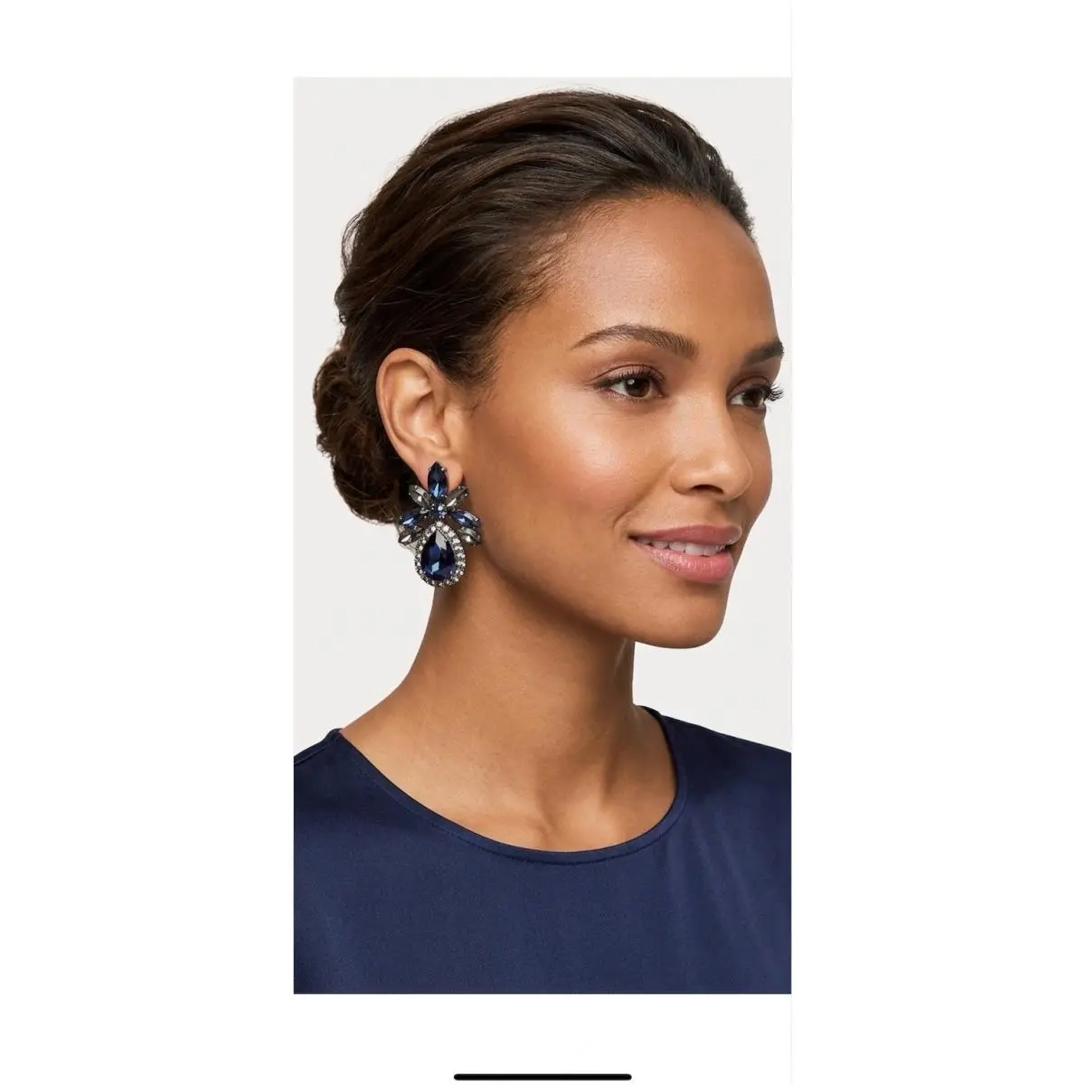 Kate Spade Crystal Stone Statement Stud Earrings Navy D10