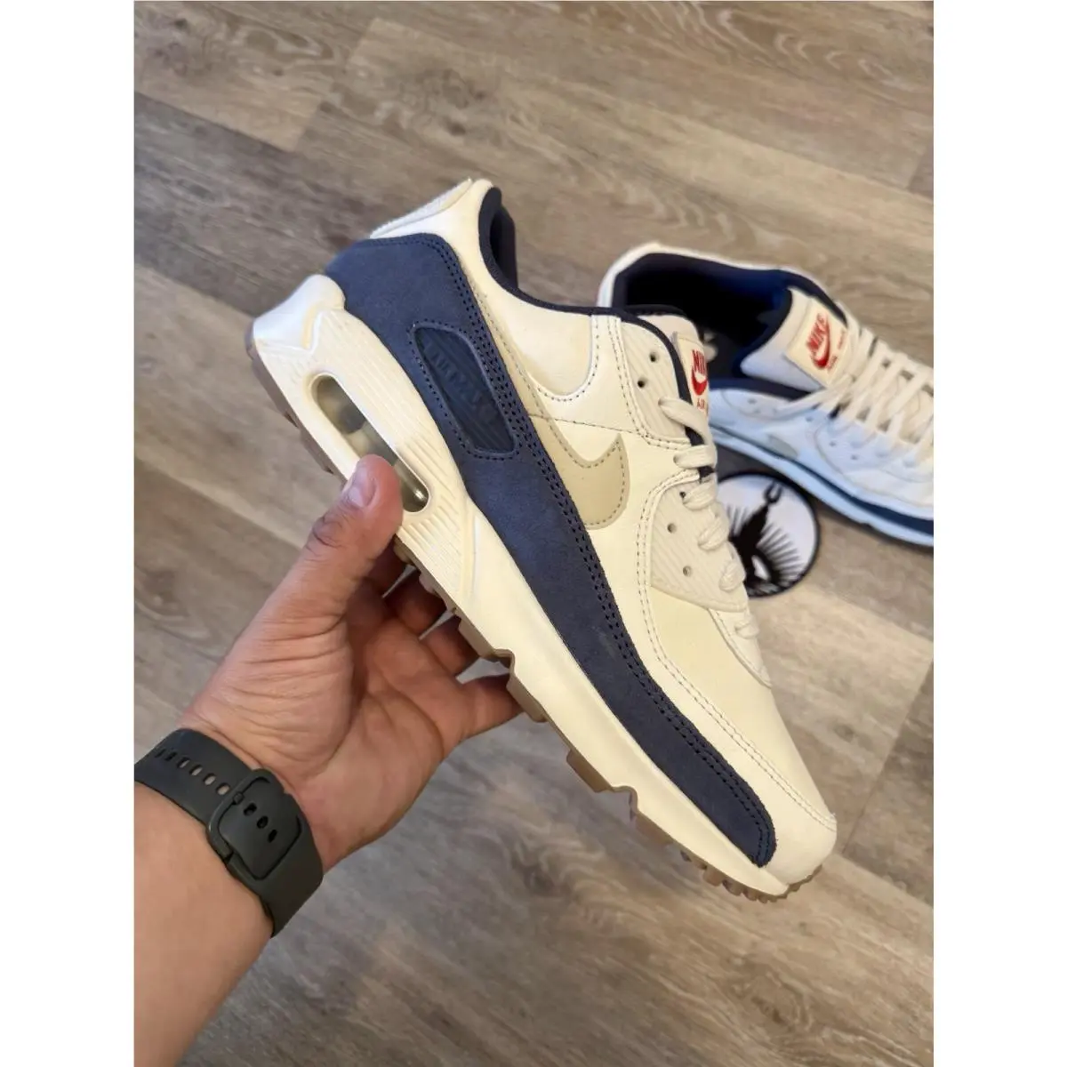 Nike shoes - Nike Air Max 90 PRM - IH4379-110 - Pale Ivory / Light Khaki / Thunder Blue / Sail (UPC: 198485926486) 8