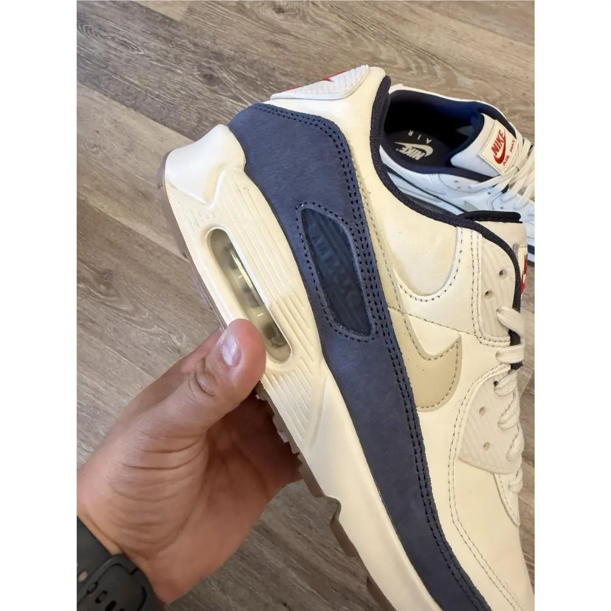 Nike shoes - Nike Air Max 90 PRM - IH4379-110 - Pale Ivory / Light Khaki / Thunder Blue / Sail (UPC: 198485926486) 7