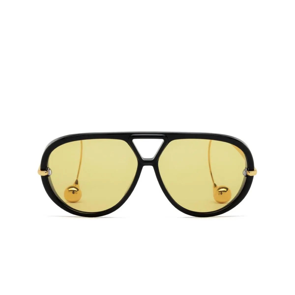 Bottega Veneta BV 1273S 003 Black Aviator Yellow Lens Pilot Sunglasses