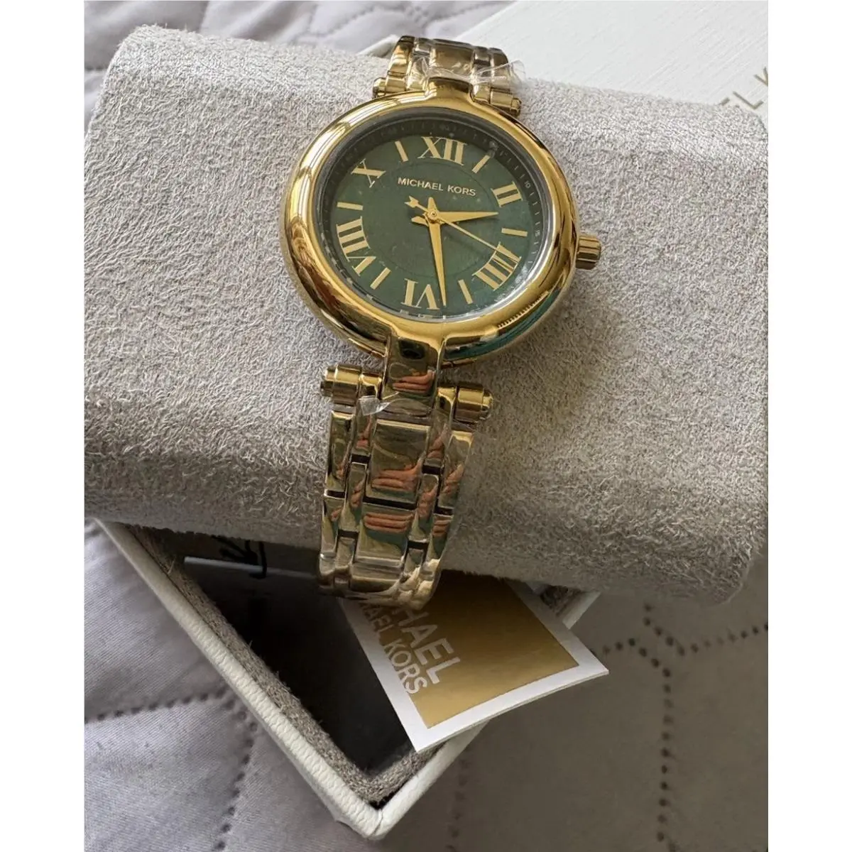 Women Laney Three-hand Gold/green -tone Stainless Steel Watch 30mm by Michael Kors