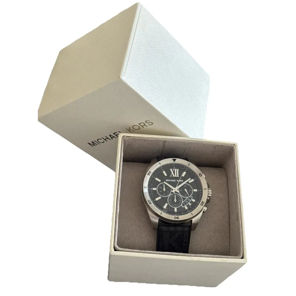 Michael Kors Oversized Brecken Logo and Silver-tone Watch