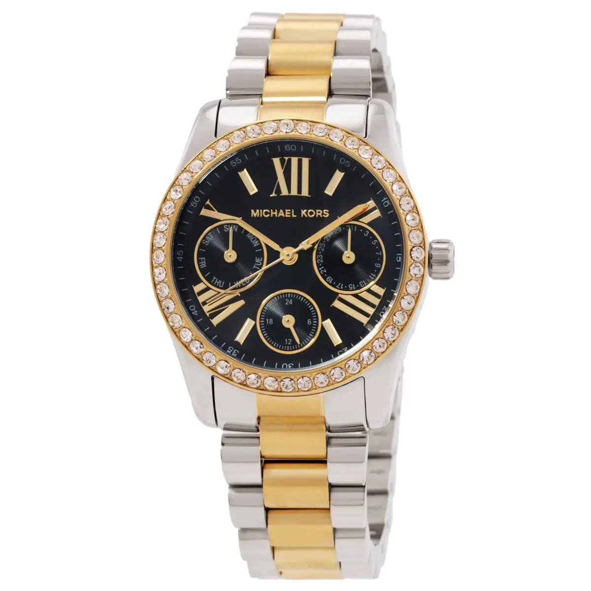 Michael Kors Mini Lexington Quartz Black Dial Ladies Watch MK4925 - Black, Dial: Black, Band: Two-tone (Silver-tone and Gold-tone)