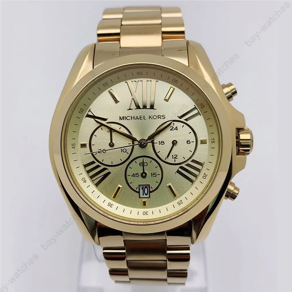 Michael Kors MK5605 Bradshaw Gold Dial Fashion Chronograph Women`s Watch