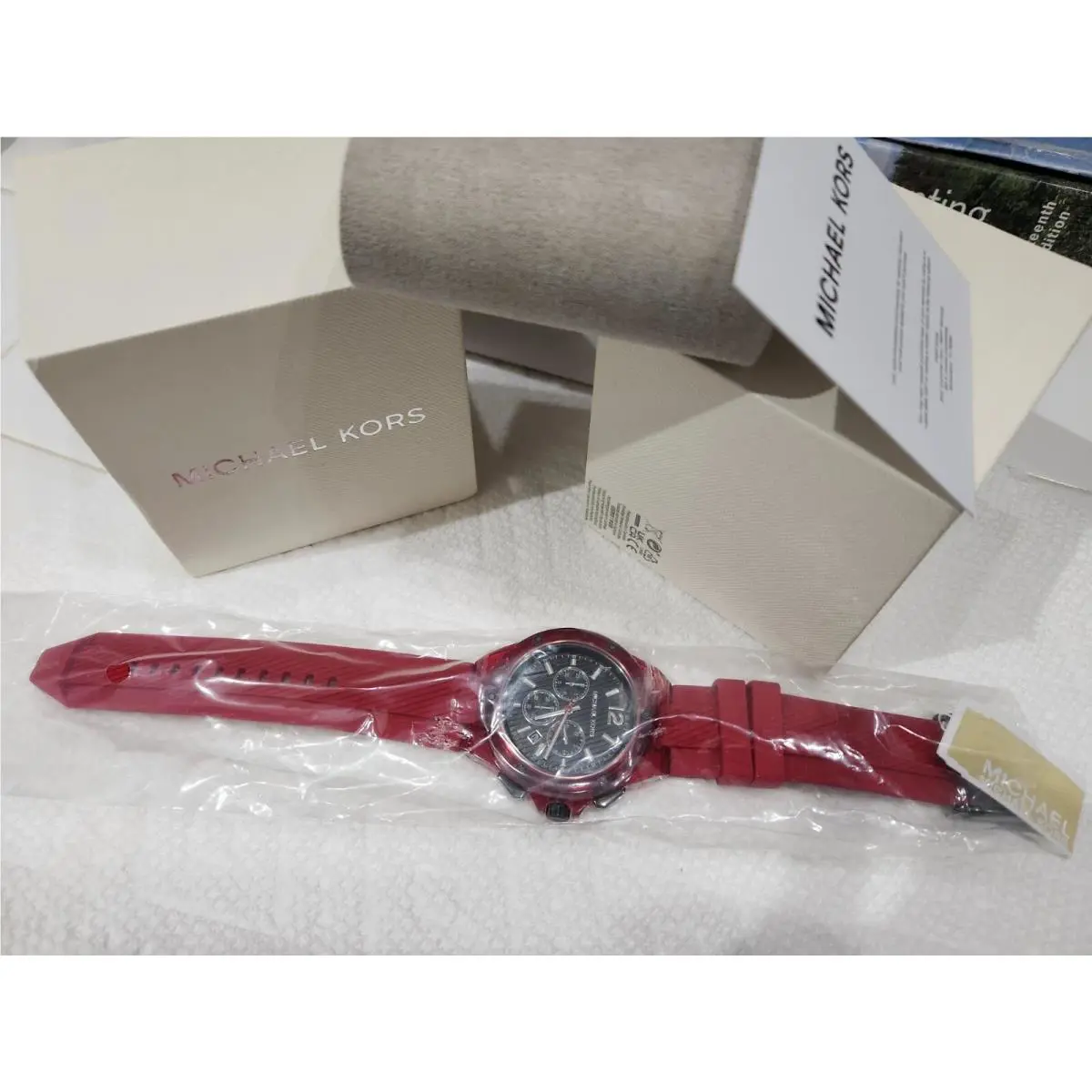 Michael Kors Lennox Chronograph Red Translucent Nylon and Silicone Watch MK8960