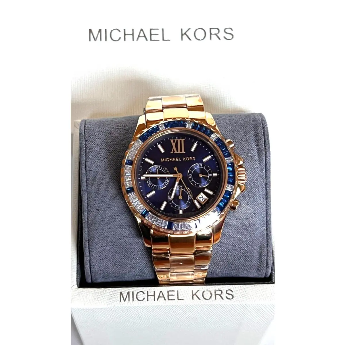 MK6971 Everest Gold-tone Blue Women`s Watch Gift Box by Michael Kors