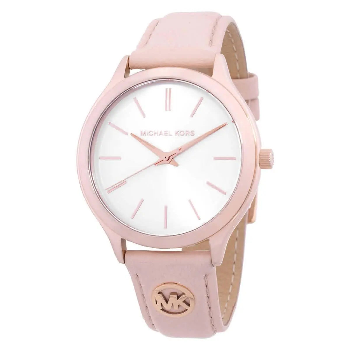 Michael Kors Slim Runway White Dial Ladies Watch MK7545 - White, Dial: White, Band: Pink