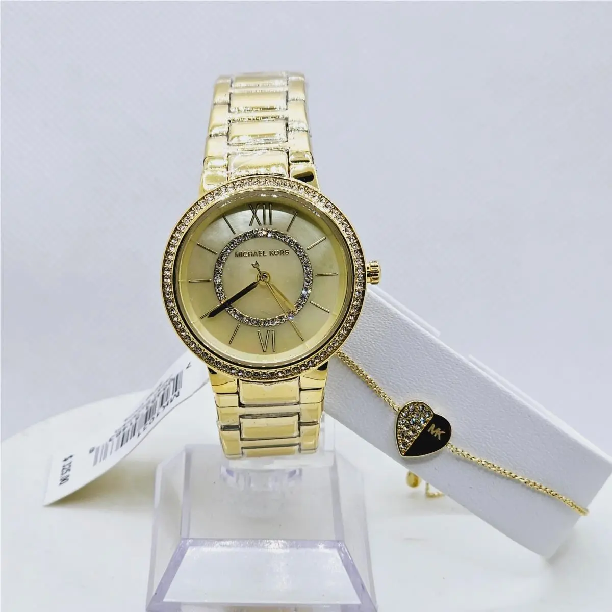 MK1031 Mini Gabbi Pavé Gold-tone Watch and Heart Bracelet Set by Michael Kors