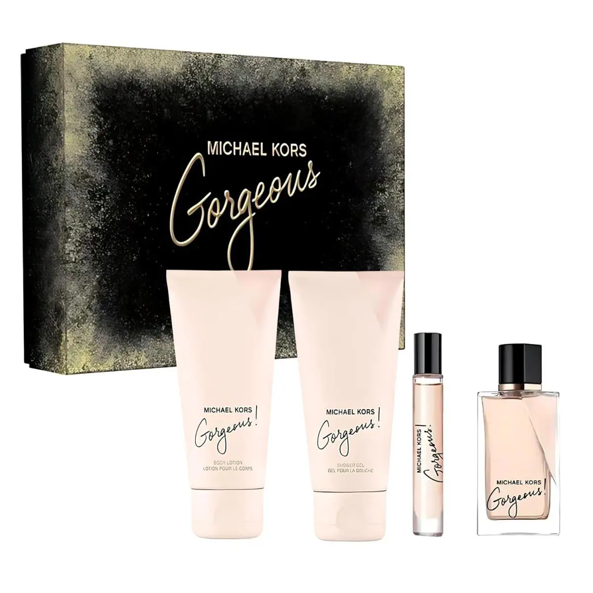 Michael Kors Gorgeous 4pc 3.4oz Edp + Mini + 3.4oz Lotion + 3.4oz Shower Gel