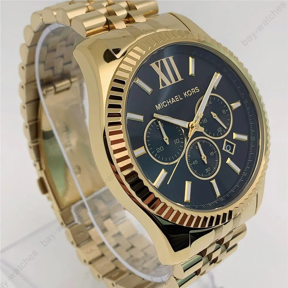 Michael Kors MK8286 Lexington Black Dial Gold Bracelet Formal Men`s Watch