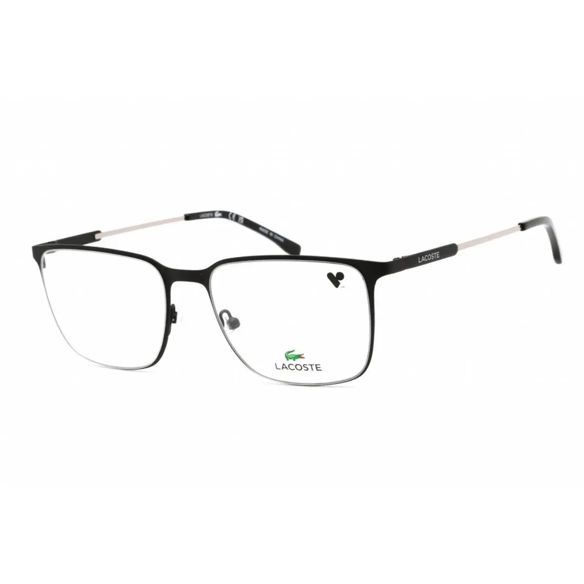 Lacoste Men`s Eyeglasses Matte Black Rectangular Metal Full Rim Frame L2287 002