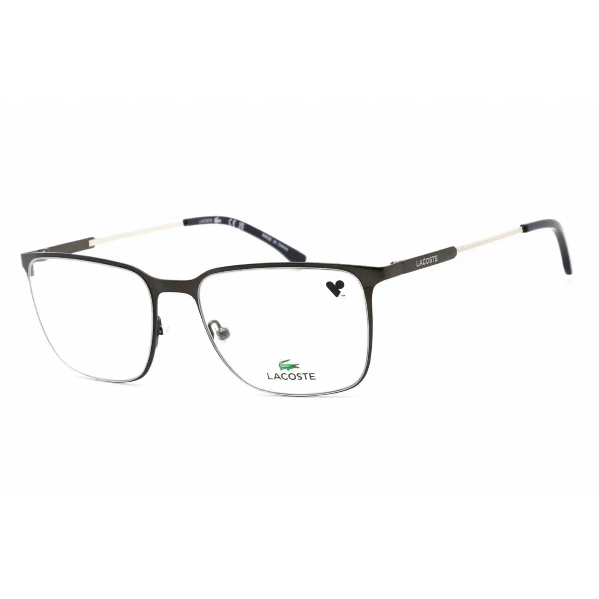 Lacoste Men`s Eyeglasses Matte Dark Grey Rectangular Metal Frame L2287 021